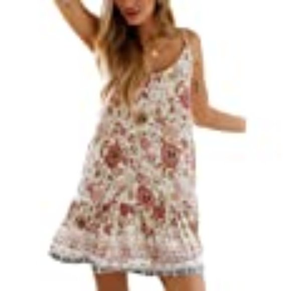Boho Beach Hut Floral Printed Sun Dress Sz S NWT - Picture 1 of 6